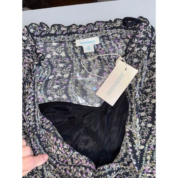 Sundance Quinn Floral Print Drop Waist Ruffle long sleeve Shift Dress Size M NEW - Picture 6 of 15
